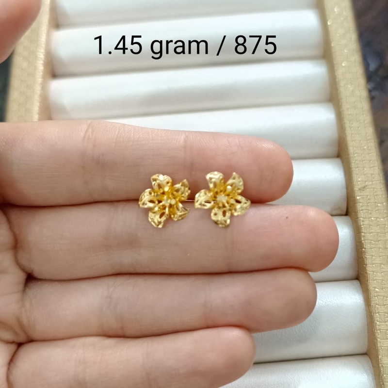 Giwang emas asli kadar 875 model kendari 1 gram