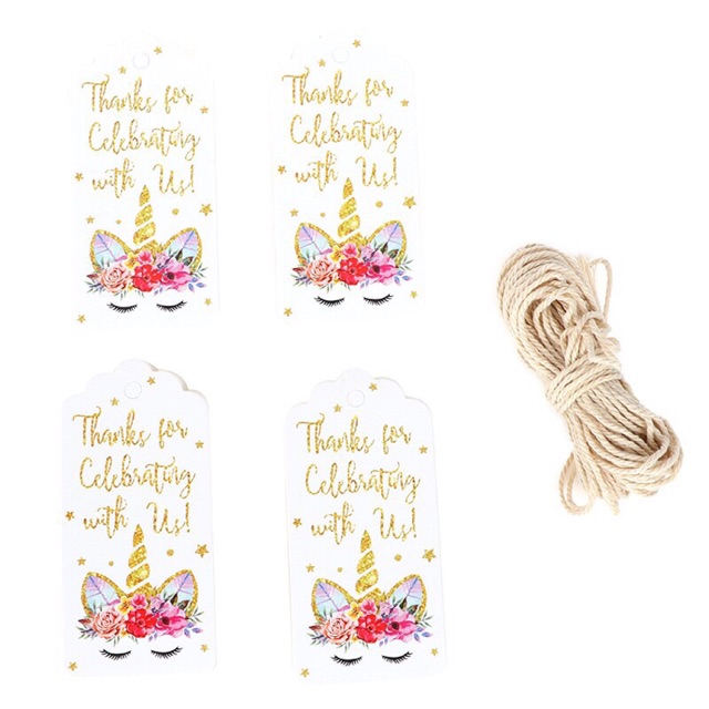 

Ready 1pcs Label + tali motif Tanduk Unicorn Bahan Kertas untuk Pesta Ulang Tahun