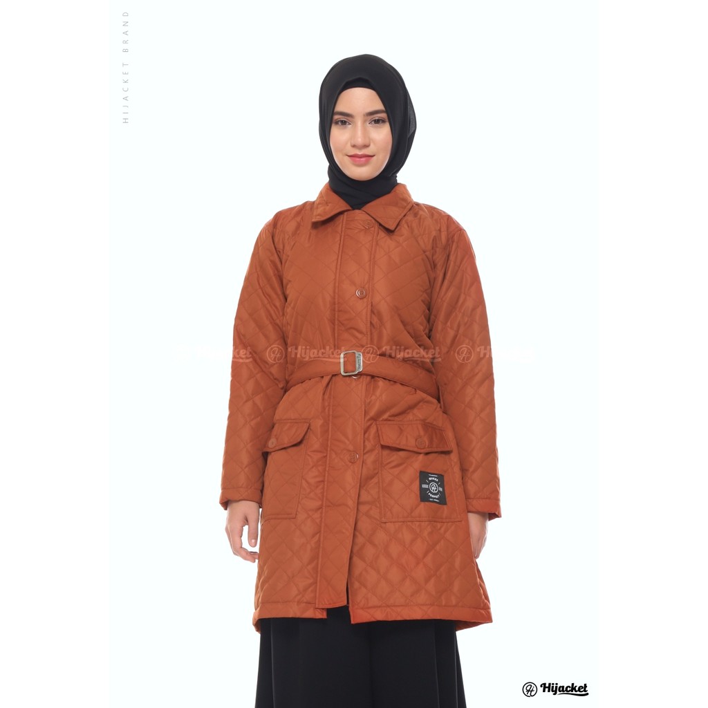 Jaket Wanita Muslimah Jacket Hijab Panjang Hoodie Hijabers Hangat Tebal Murah Hijacket Agnezia COD-TERACOTTA
