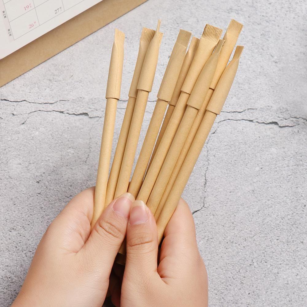 Suyo 5Pcs Kraft Paper Pen Baru Halus Pasta Gigi Kantor Bentuk Alat Tulis Signature Pen