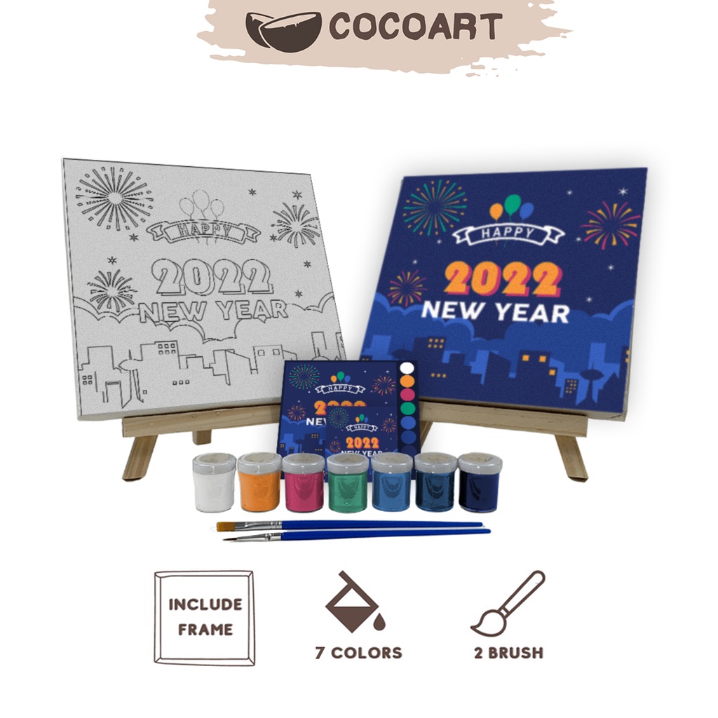 

Paint By Number Kit [ Happy New Year 2022 ] - Cocoart.id I Kanvas 20 x 20 cm