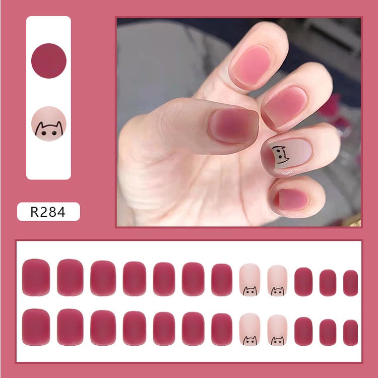 24pcs / Set Kuku Palsu DIY Untuk Nail Art