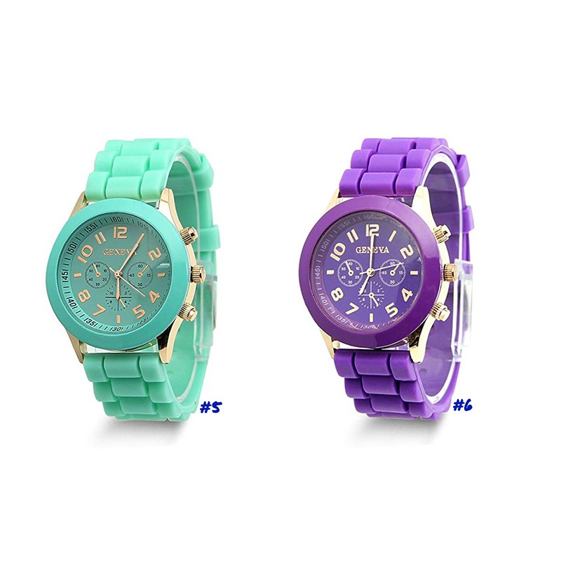 Jam Tangan Geneva Silicone Jelly Wrist Watch Rubber Korea Fashion