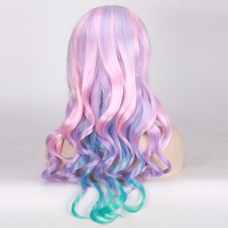 LOL-08 wig rambut palsu lolita cosplay harajuku daily 3 warna pastel biru pink