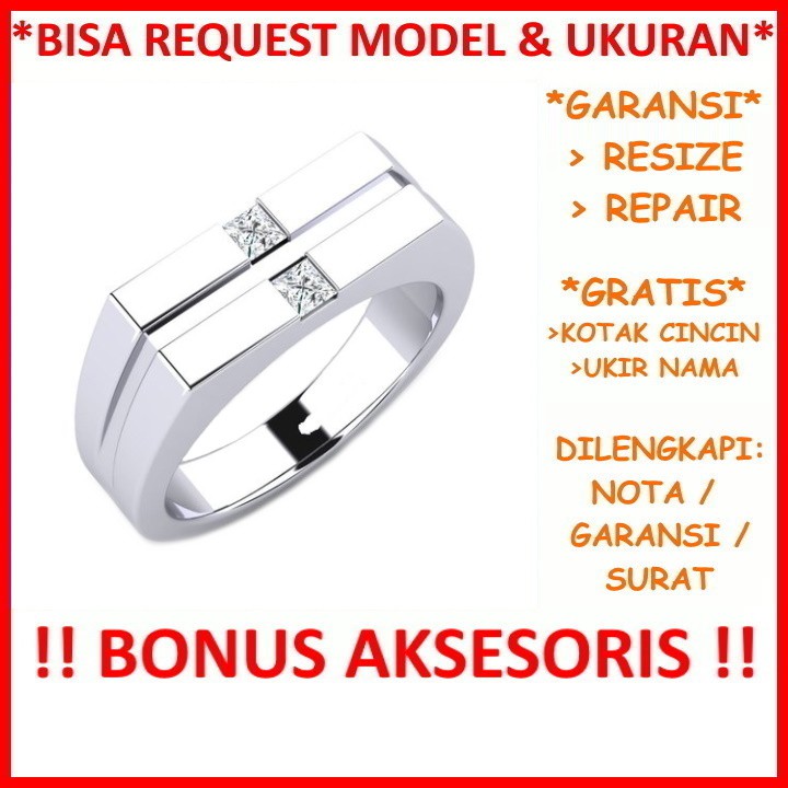 Gratis Tulis Ukir Nama Bisa Pesan Model Garansi Silver Asli Cincin Kawin Perak Pria Tunangan Id401