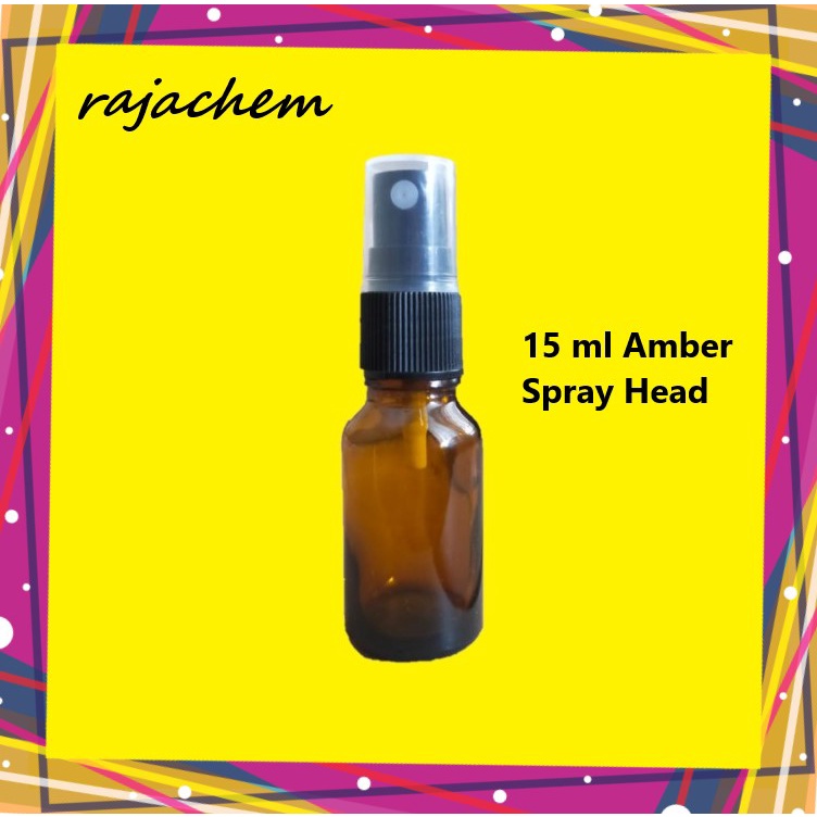 Botol Kaca Amber 15 ml Tebal Tutup Spray Hitam