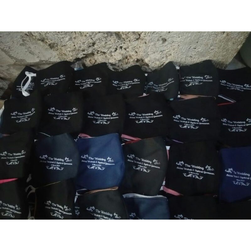 Souvenir  masker bahan kain katun kemas box gratis sablon