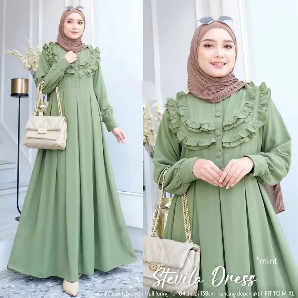 MODEL GAMIS TERBARU LEBARAN 2022 DRESS POLOS BAHAN CERUTY BABYDOLL PREMIUM KOMBI REMPLE BUSUI KANCIN