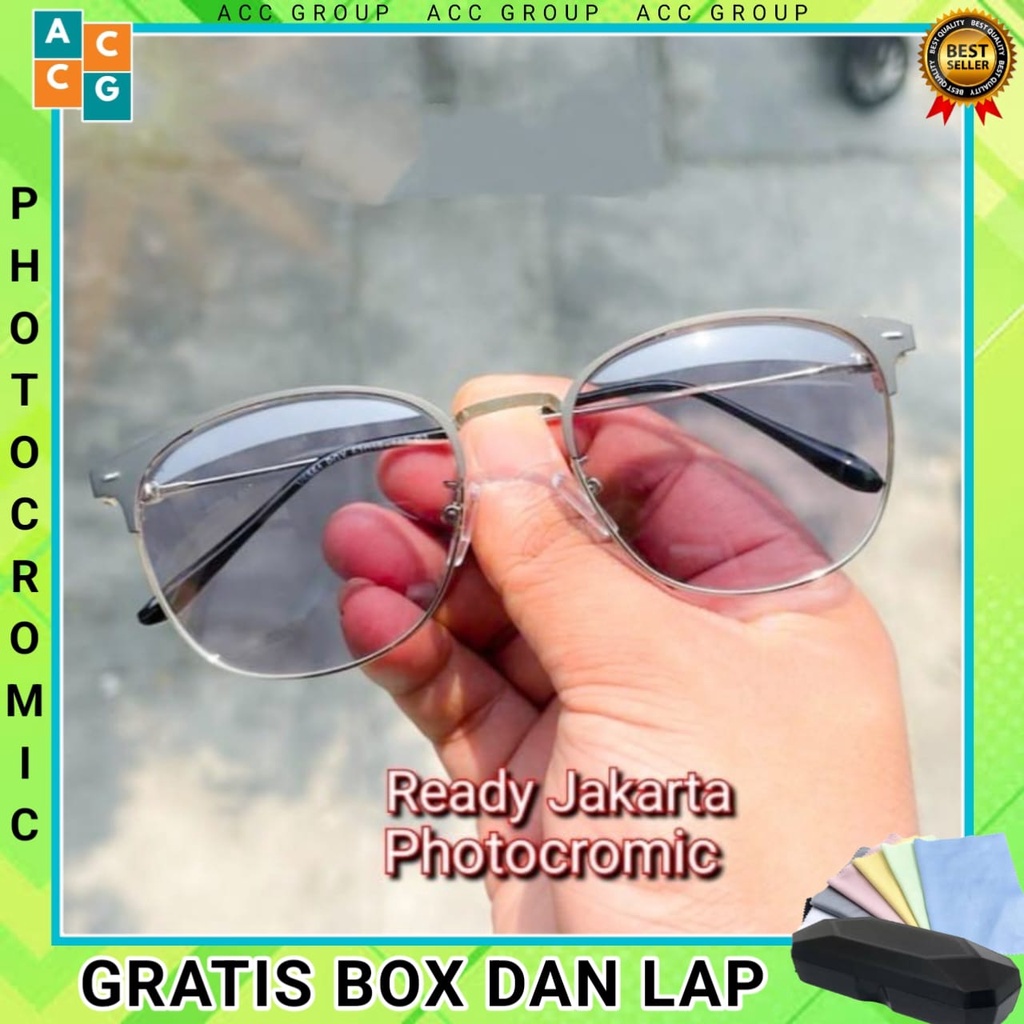 FREE BOX DAN LAP KACAMATA PHOTOCROMIC BLUERAY ANTI RADIASI FRAME TITANIUM 5551 IMPORT WANITA PRIA