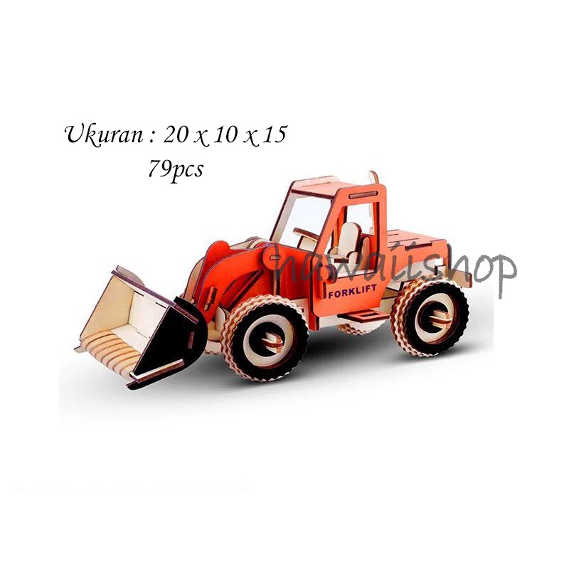 Hawaii Shop Puzzle 3D DIY FORKLIFT mainan puzzle edukasi anak (kado &amp; pajangan)