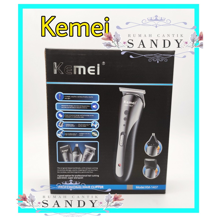 KEMEI KM-1407 ~ Alat Cukur Rambut, Jenggot, Kumis, Bulu Hidung, Alis