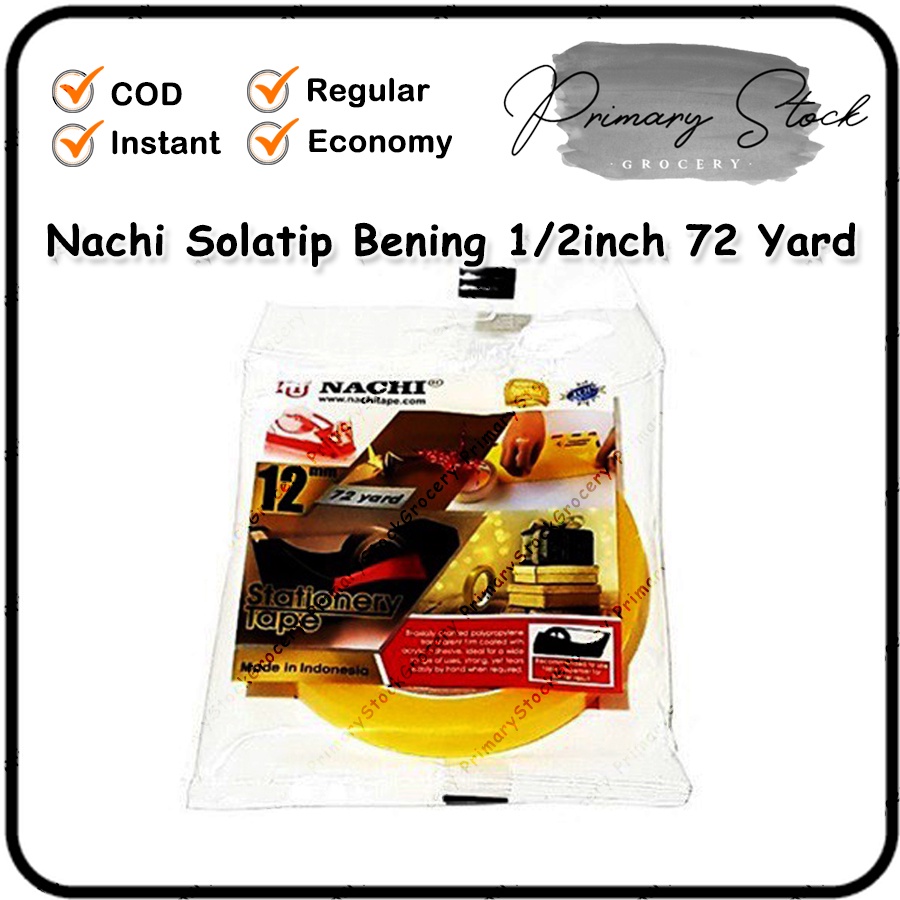 

Solasi Bening 1/2 inch Solatip Kecil 72 Yard Selotip Isolasi Nachi 12 mm