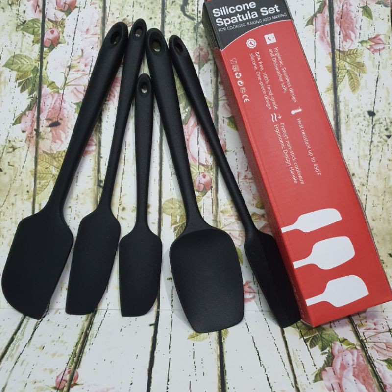 premium silicone spatula set 5pcs /alat Masak spatula lancip tebal