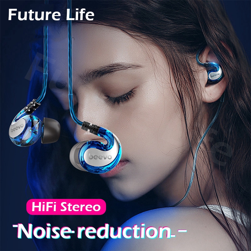 Headset Bass Beevo 9D Stereo Professional Earphones Noise Reduction HiFi 3.5MM Wired Earphone Gaming with Mic