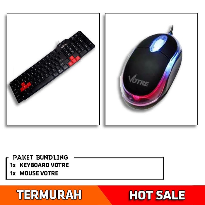 PROMO BUNDLING KEYBOARD VOTRE + MOUSE VOTRE - MOUSE KABEL - MURAH BANGET