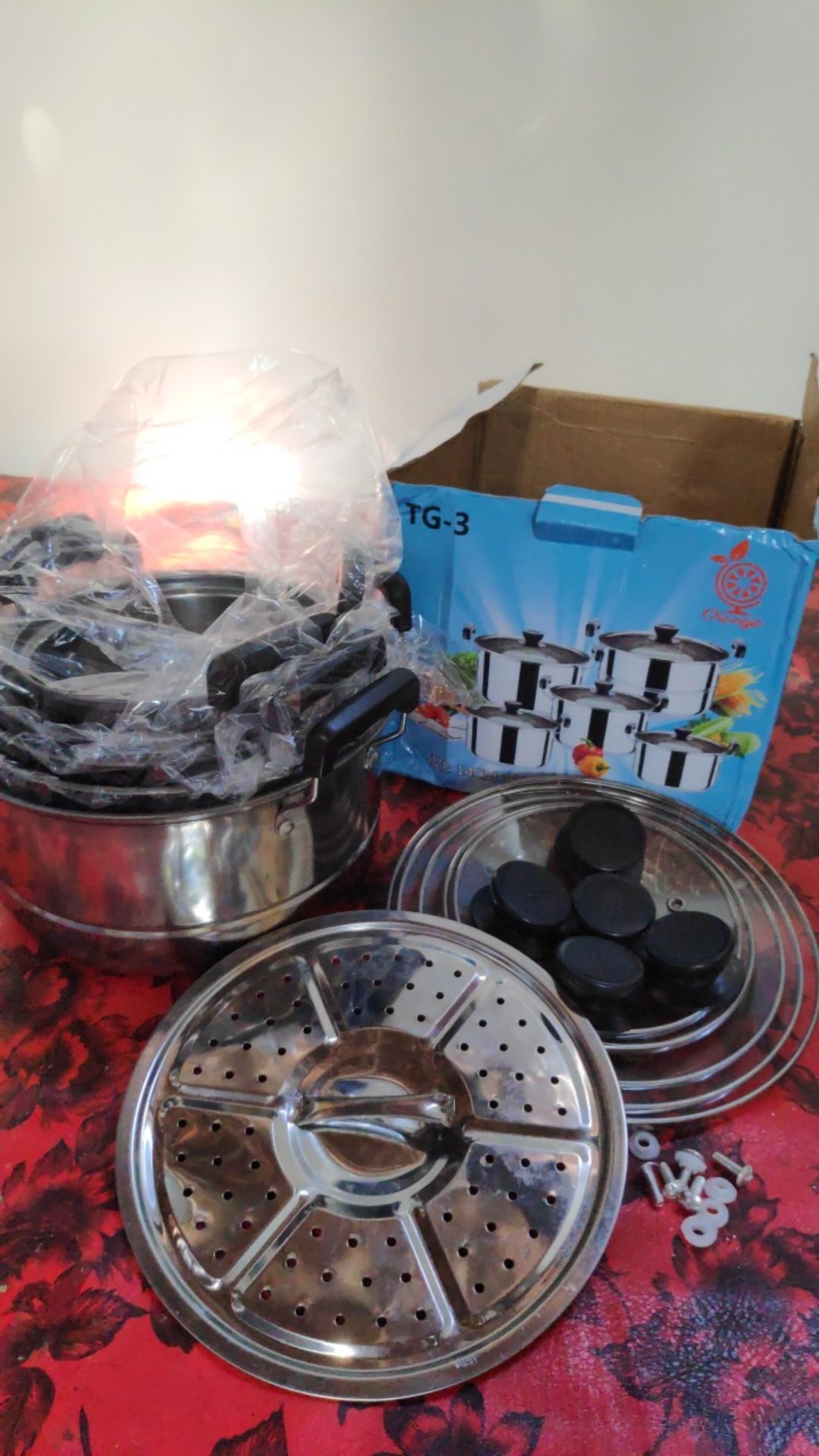 Panci High Grade Stainless Steel 5 Set Alat Masak Alat Dapur 5 Set Panci Tutup Kaca Tg3