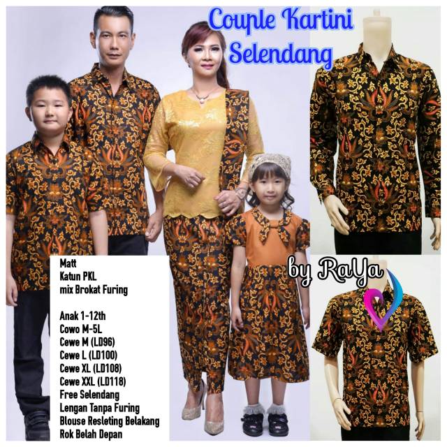 Sarimbit batik kebaya brokat baju anak cewek cowok COUPLE KARTINI SELENDANG JUMBO XXXL 5L