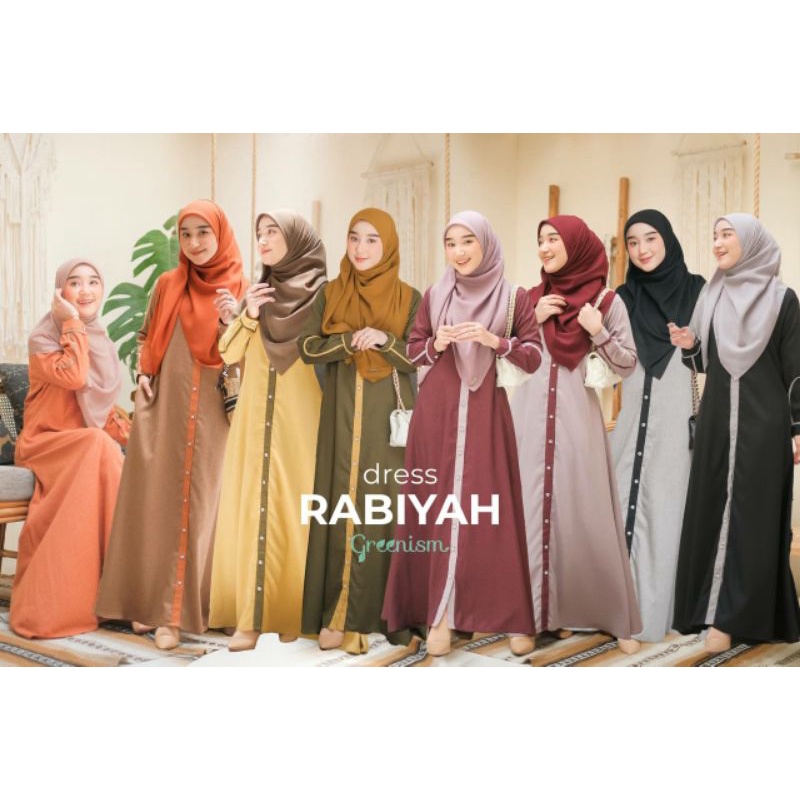 RABIYAH dress Greenism / Gamis bahan katun Madinah