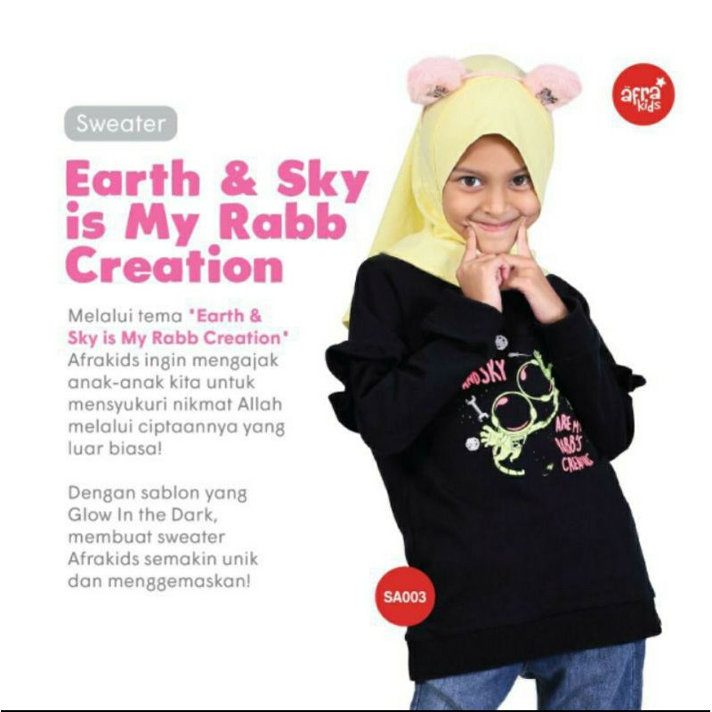 Sweater Afrakids Couple Glow in the dark SA002 dan SA003 &quot;Earth and Sky are my Rabb's Creations&quot;