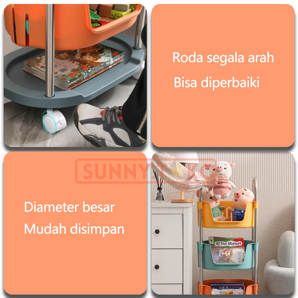 Rak Susun Rak Susun Roda Rak Mainan Anak Tempat Penyimpanan Mainan Anak