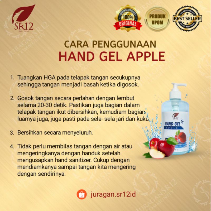 HANDGEL SANITIZER SR12 HERBAL BPOM / GEL PEMBERSIH TANGAN MEMATIKAN KUMAN