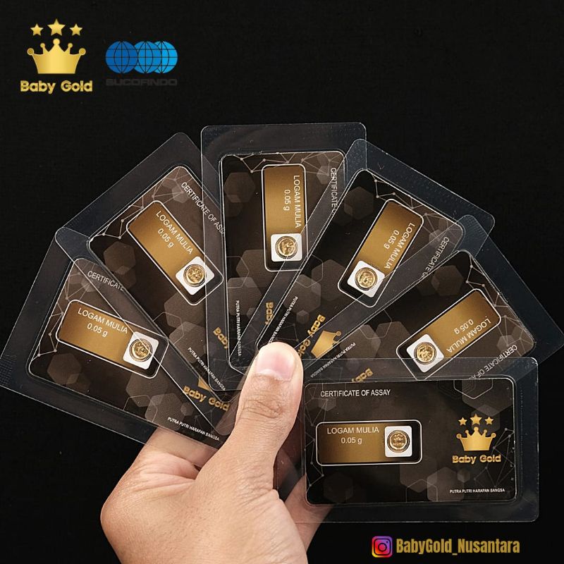 BABY GOLD Emas Mini 0.05 Gram Logam Mulia 24 Karat Original Termurah. Souvenir Gift Hadiah.