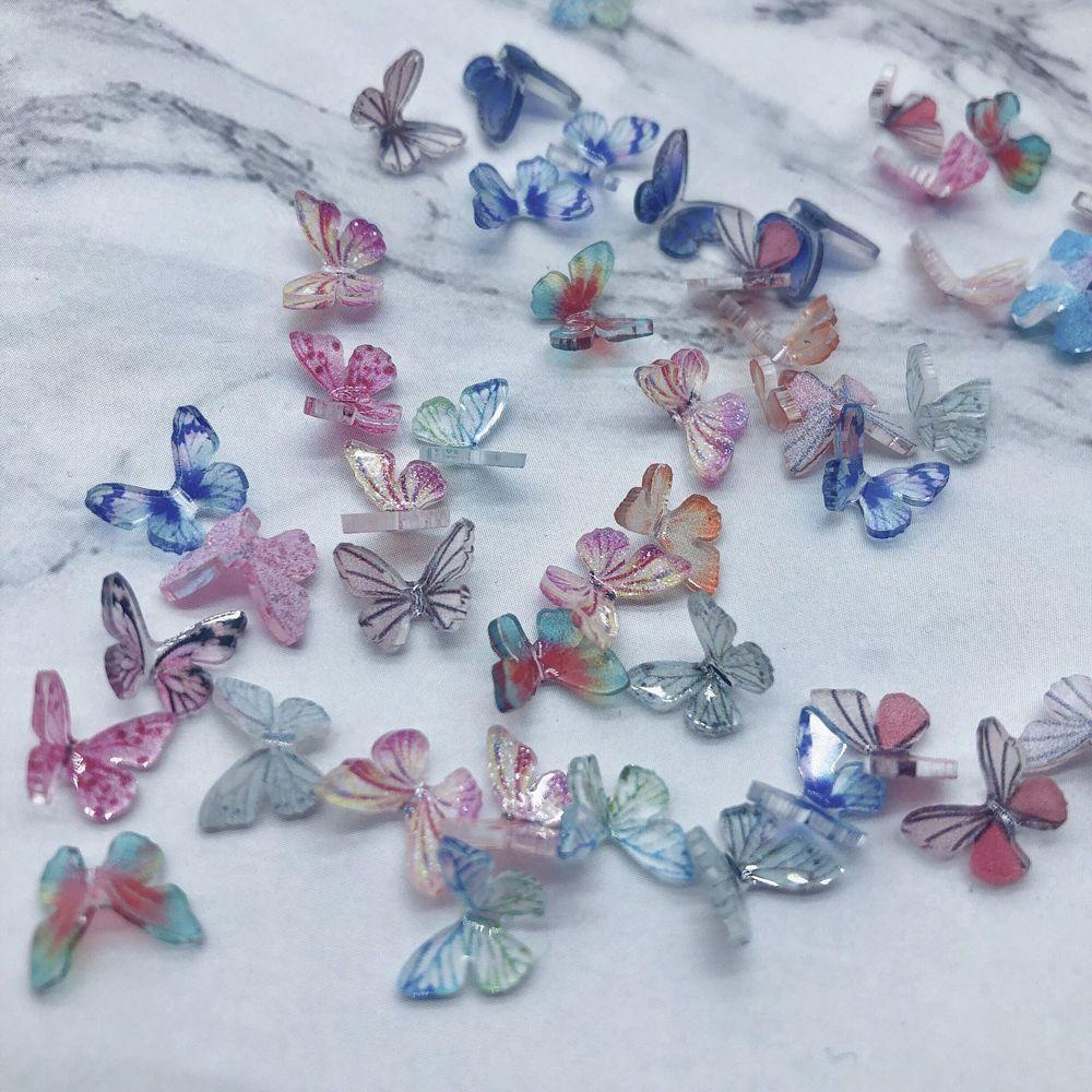 Needway Pesona Kuku Kupu-Kupu 20pcs Frosted Wanita Resin Manikur Aksesoris DIY Ornamen Kuku Berlian Imitasi