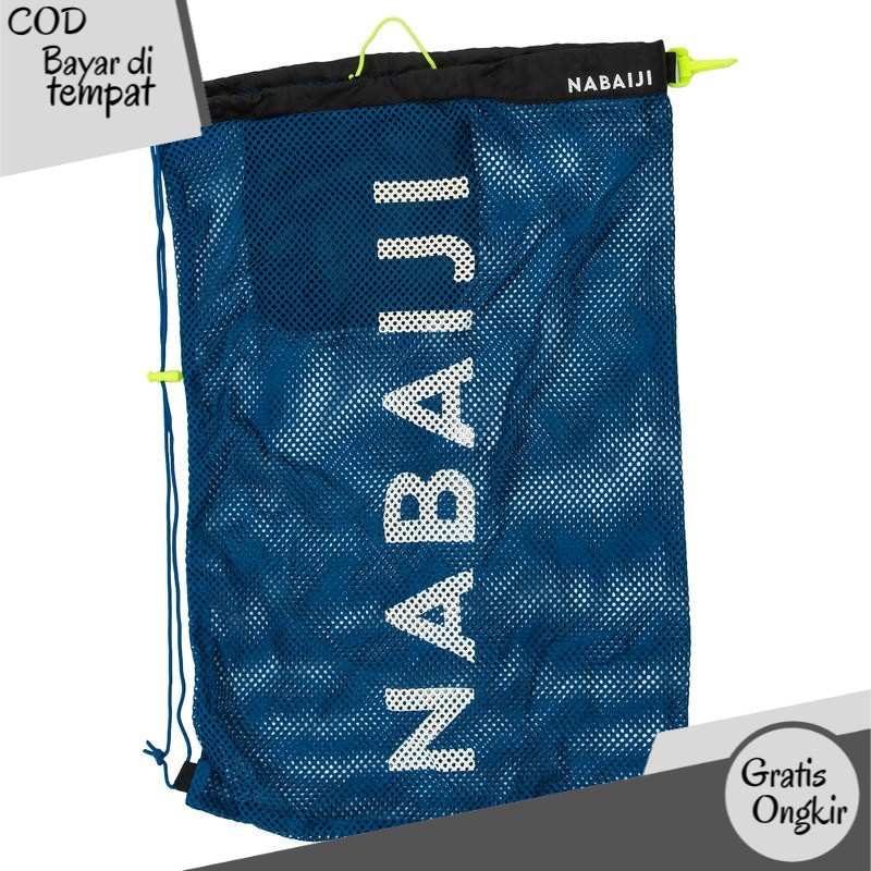 Decathlon Nabaiji Tas Renang Mesh Bag 500 Logo (Biru-Kuning) - 8574333 TN2