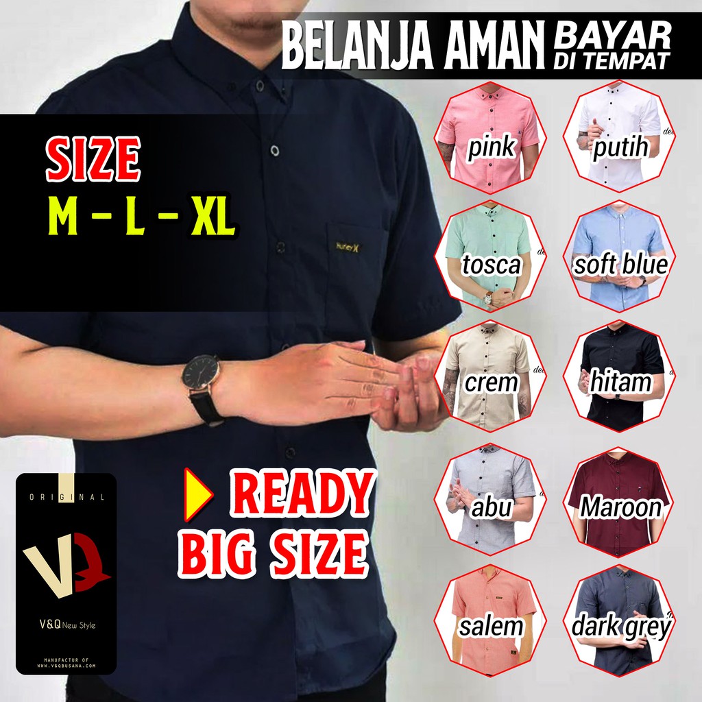 Kemeja Polos Kancing Pria Kemeja  Slim Fit M L XL Baju Cowo Seragam Kerja