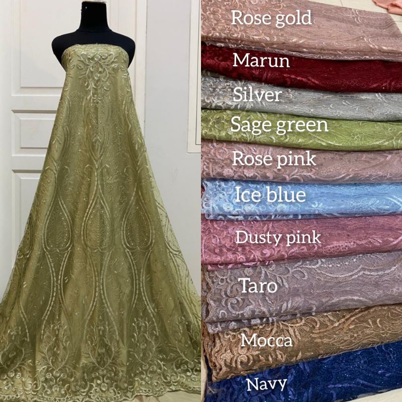 (KEMURAHAN) TILE TERBARU....bahan kebaya. tulle akar murah