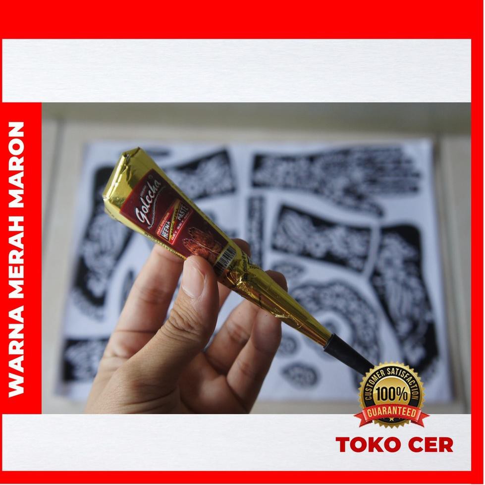 Tidak akan Rugi Paket Hena Pengantin Golecha Merah Maron + Stiker Cetakan Hena °•.¸¸.•°`