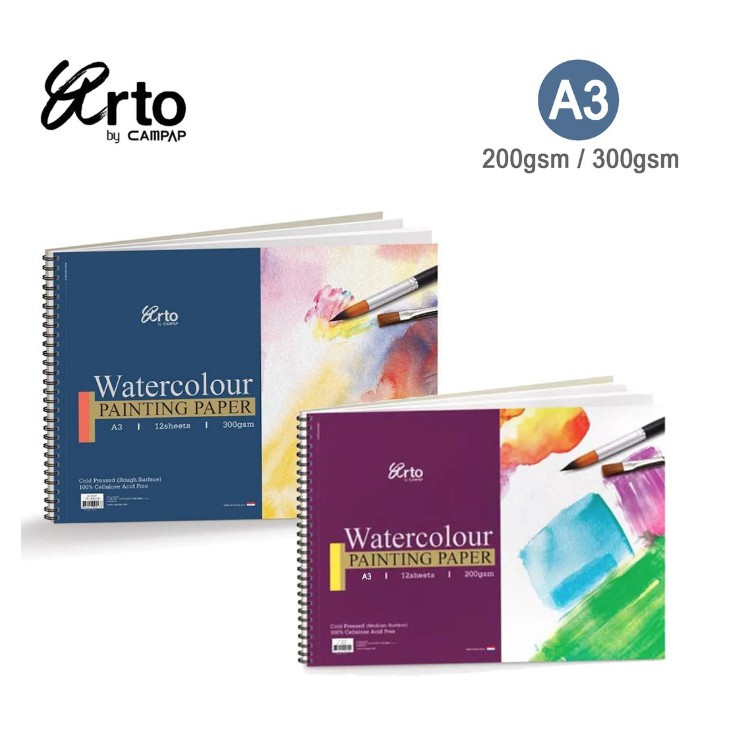 Arto A3 (200gsm / 300gsm) Cellulose Watercolor Wire-O Book