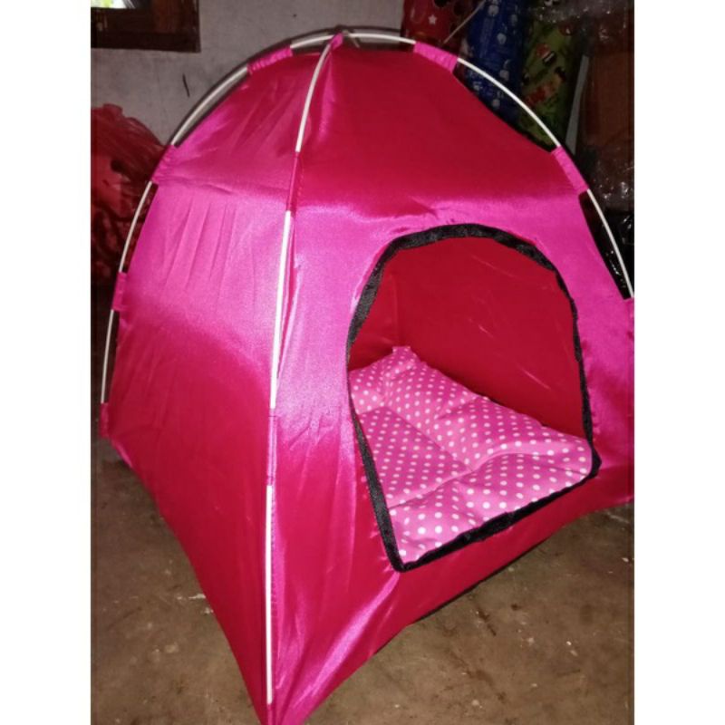 Rumah kucing anjing lucu bentuk tenda - gratis kasur