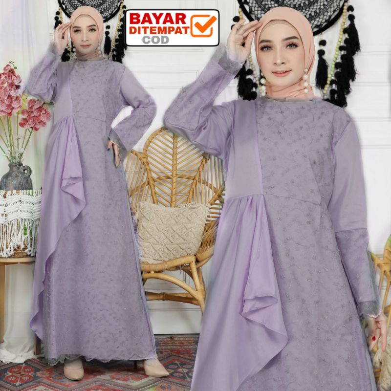 Size L XL XXL / Gamis Muslim Indahlla / Gamis Brukat Tile Gamis Brokat Jumbo Brokat Zolana