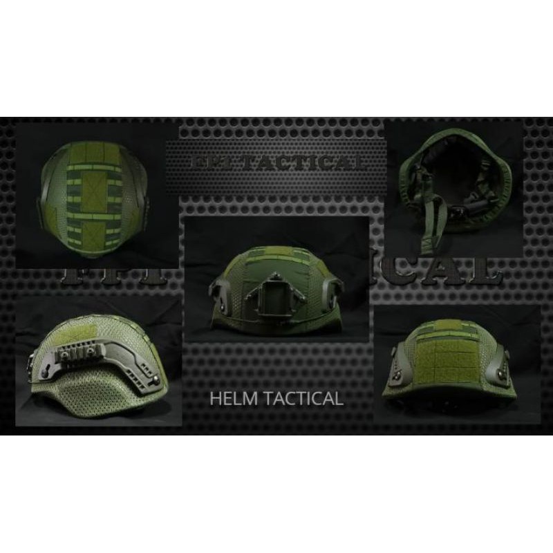 HELM TACTICAL LENGKAP DENGAN COVER HIJAU