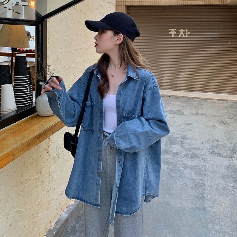 XIAOZHAINV Jaket denim Wanita Loose Long Sleeves Pakaian Wanita