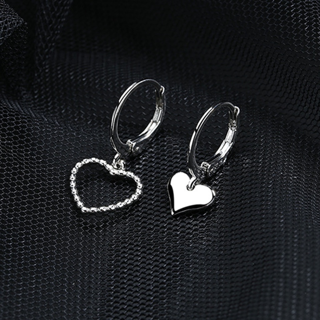 Hu Hu Hu Hu Hu Alat Bantu Pasang Kacamata♡ 2pcs Anting Tusuk Gantung Asimetris Desain Hati Hollow Bahan Tembaga Untuk Wanita
