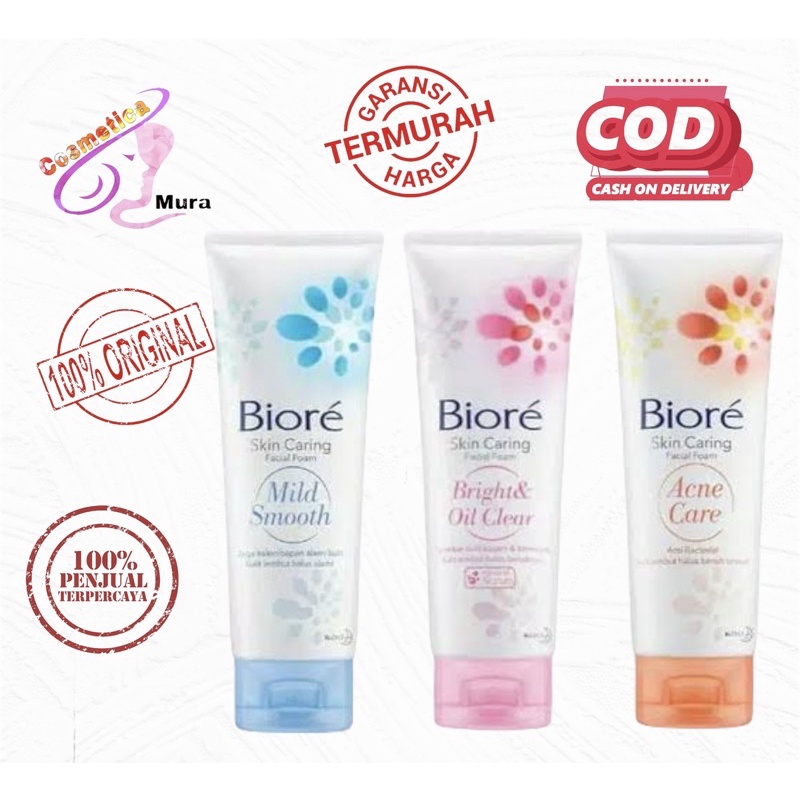 [ 100 g / besar ] biore skin caring facial foam / cuci muka biore