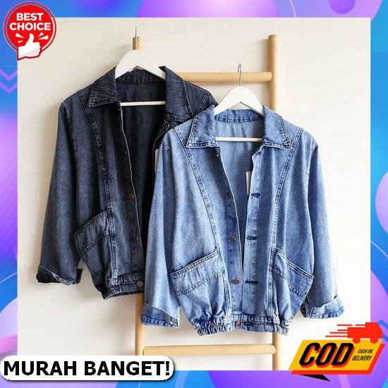 Jaket Levis Jeans Crop Wanita Rawis Rumbai All Size Ld110 Pb 50 Wanita Remaja Cewek Hitam Biru Denim
