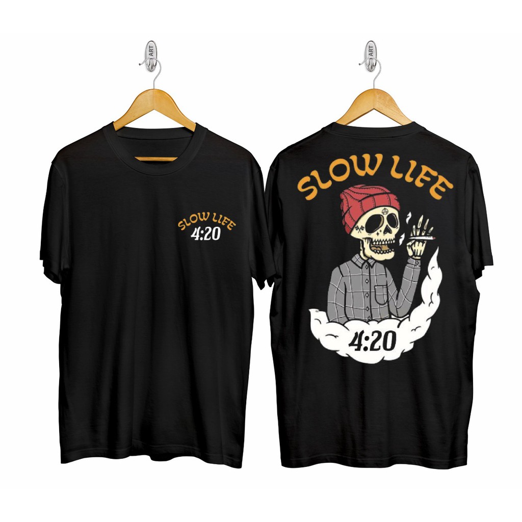 Kaos murah Kaos distro murah baju  distro pria t-shirt murah combed30snew snow life hitam