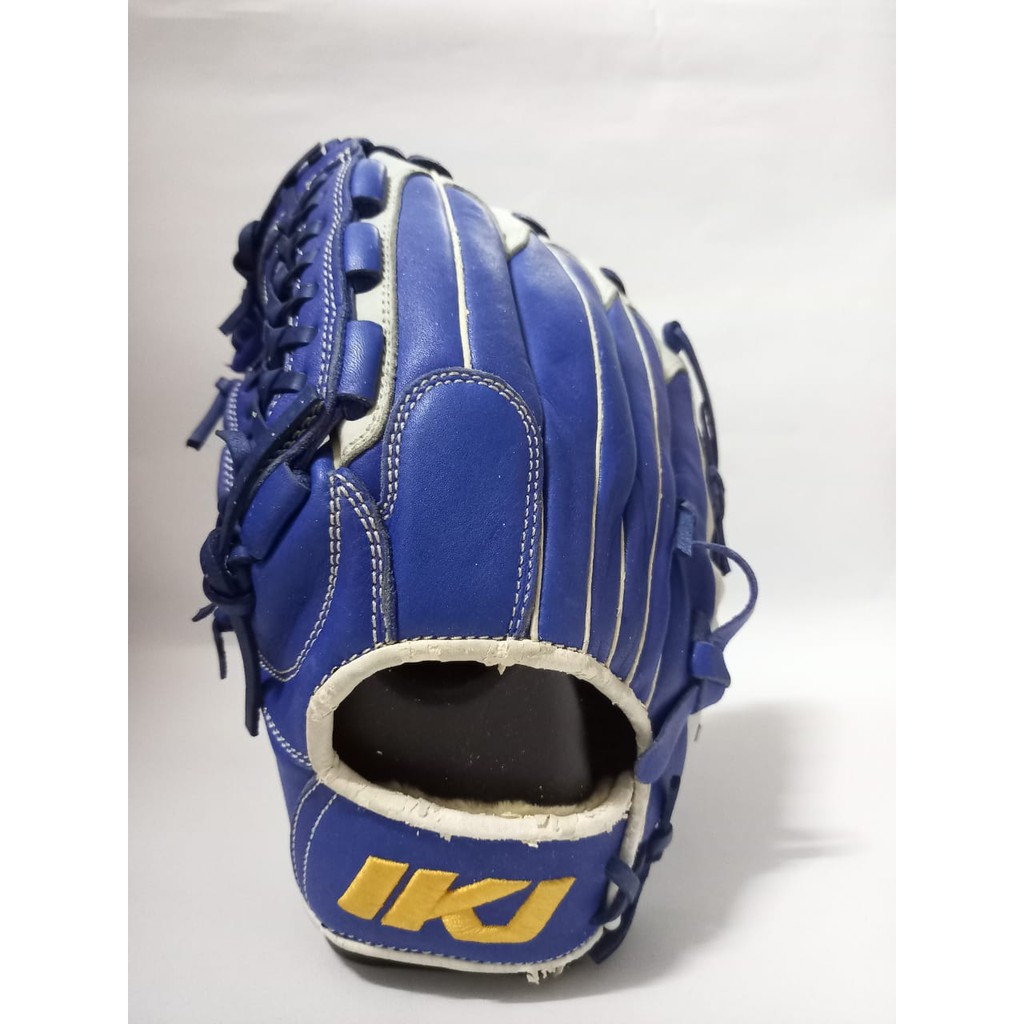 Glove Baseball Softball All Leather IKJ 11,1/2" Blue White LEFT