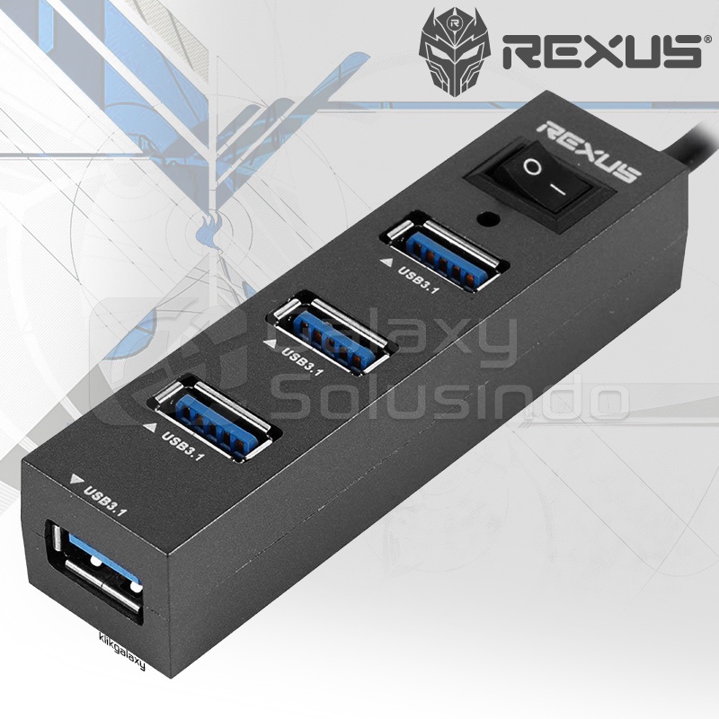 REXUS RXH-327 4 Port 3.1 USB HUB with ON/OFF Switch