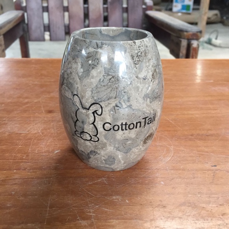 CottonTail Stone Soap Dispenser / Toothpaste Glass / Botol Sabun Pump / Gelas Sikat Gigi ~ Batu Marmer / Batu Andesit