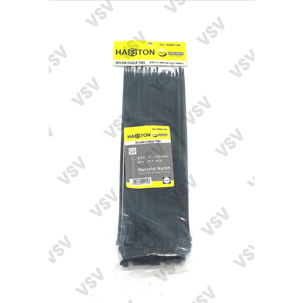 Hasston Kabel ties 5x300mm Hitam 4580-145 Nylon Cable ties