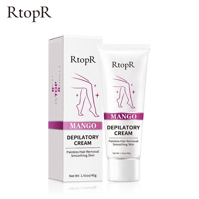 [BPOM]RtopR Mangga Depilatory Cream Body Krim Penghilang Rambut Efektif Tanpa Rasa Sakit untuk Pria dan Wanita Memutihkan Produk Rambut Rontok Ketiak Kaki Tangan 40g