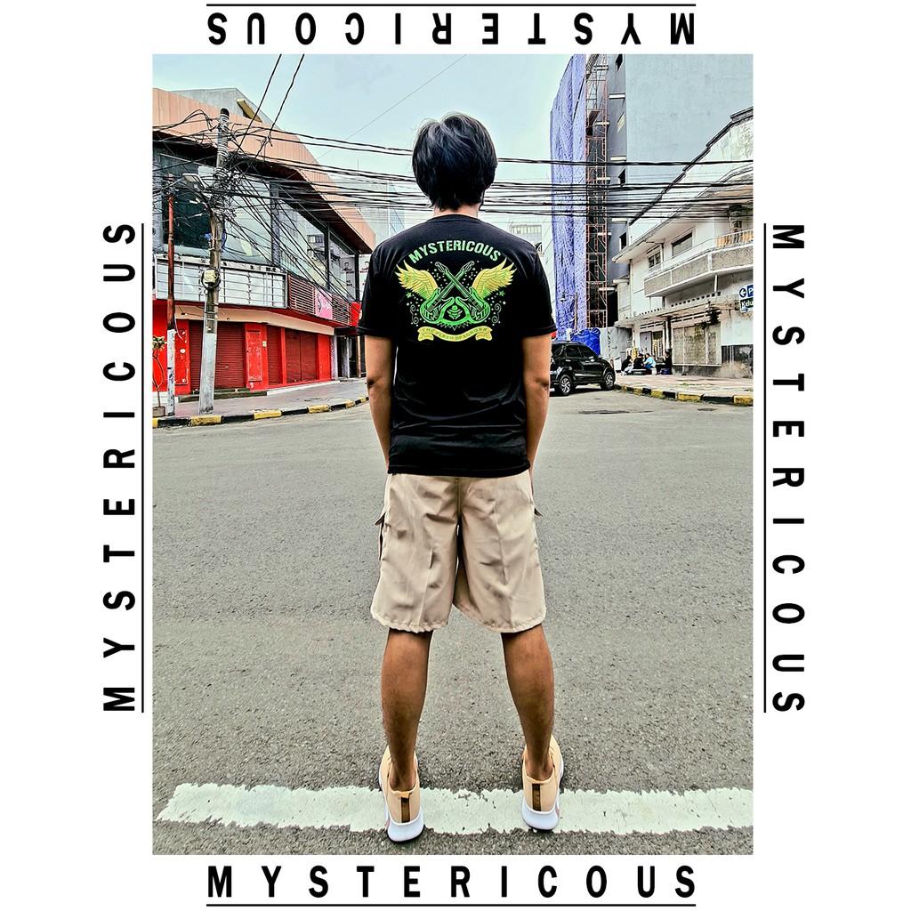 Mystericous Base tee Kaos Polos Hitam 30s Combed GUITAR