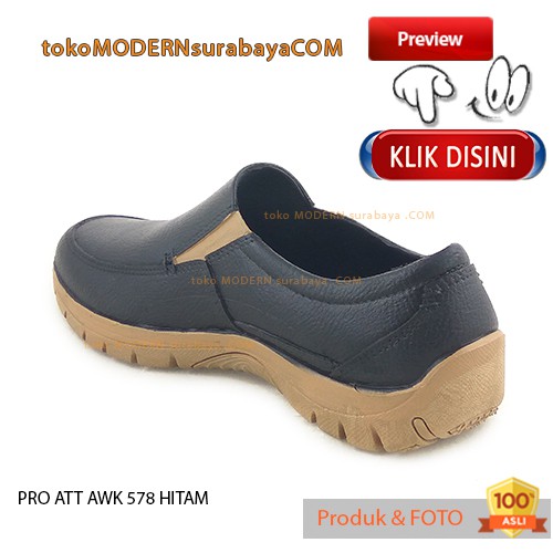 PRO ATT AWK 578 HITAM sepatu pria slip on karet anti air