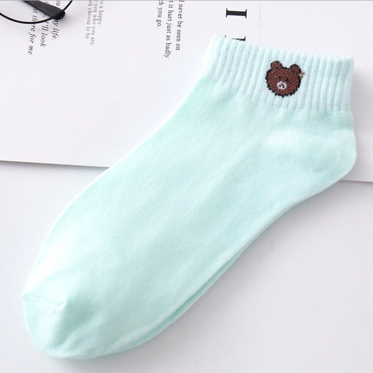 Kaos Kaki Wanita Polos Pendek Aksesoris Sepatu Murah Semata Kaki - LPM Shop-HIJAU KPLBROWN