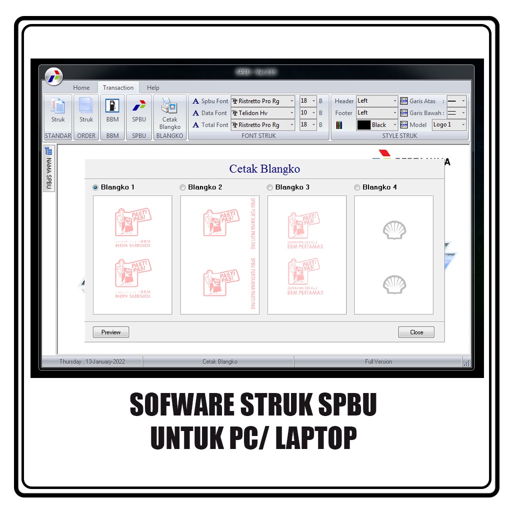 Sofware Struk SPBU Bensin Full Version PC/Laptop Terbaru Lifetime