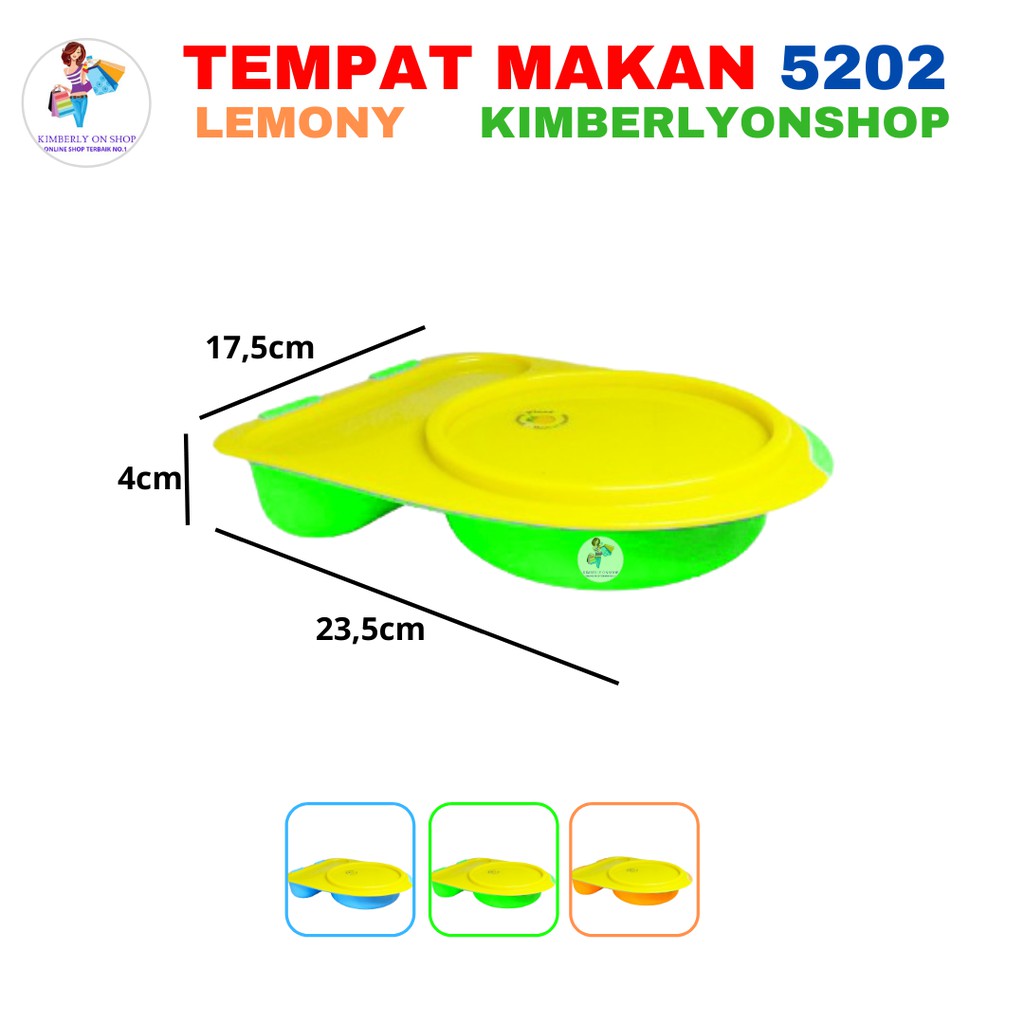 Kimberlyonshop Box / Tempat Makan Plastik 3 Sekat 5202 Lemony